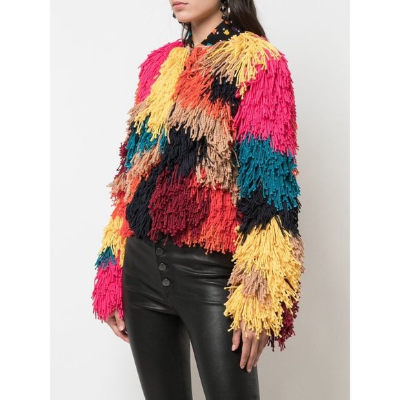 Alice + Olivia Sweaters - Alice + Olivia Fawn Fringe Jacket in Multicolor